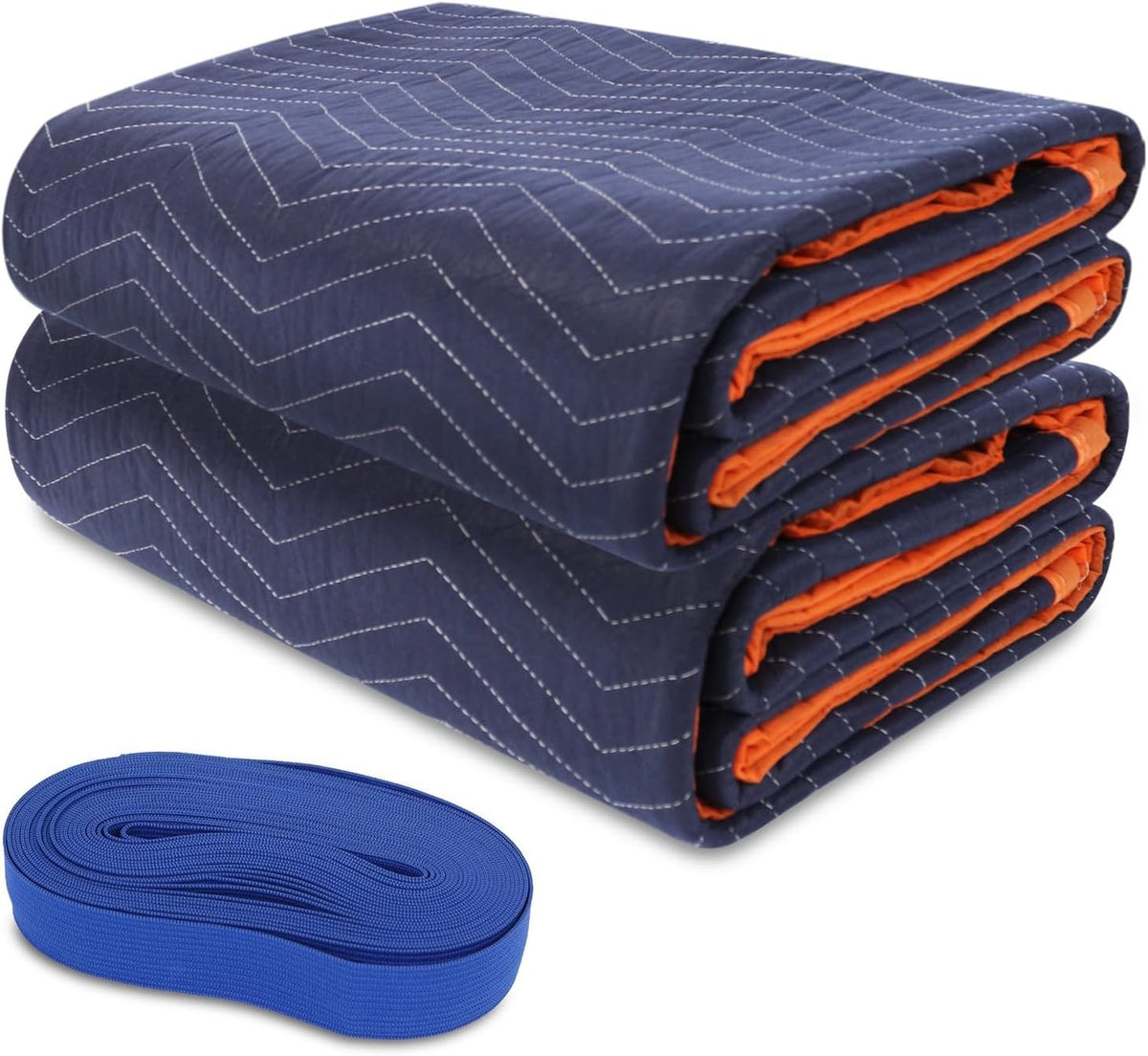 2 Pk Heavy-Duty Moving Blankets 72x80in with 1 Large Rubber Band
