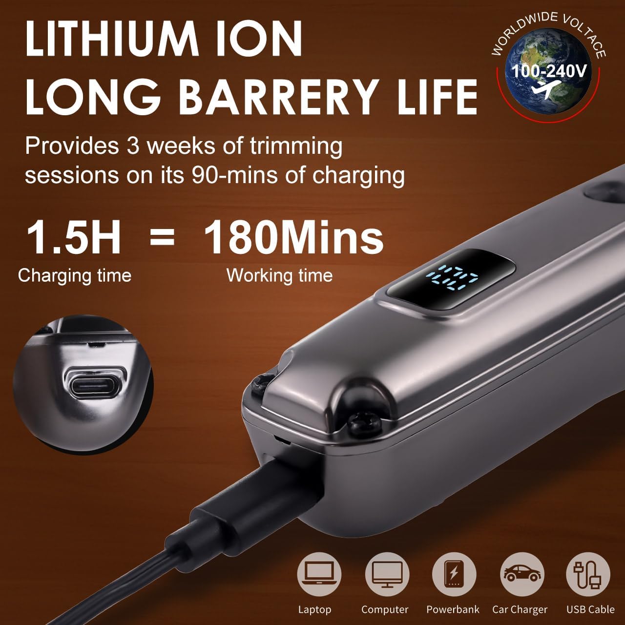 Beard Trimmer for Men, Waterproof Hair Trimmer Electric Razor, Cordless Hair Clippers Shavers for Men, Shaving Kit