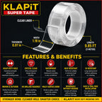 Tough Super Heavy Duty Double Sided Tape (9.85FT/3M) – Waterproof Removable Mounting Tape | 270lbs Hold Weatherproof