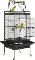 68-Inch Birdcage, Playtop Parrot Cage, Wrought Iron Bird Cage with Rolling Stand, Heavy-Duty Pet Bird House for