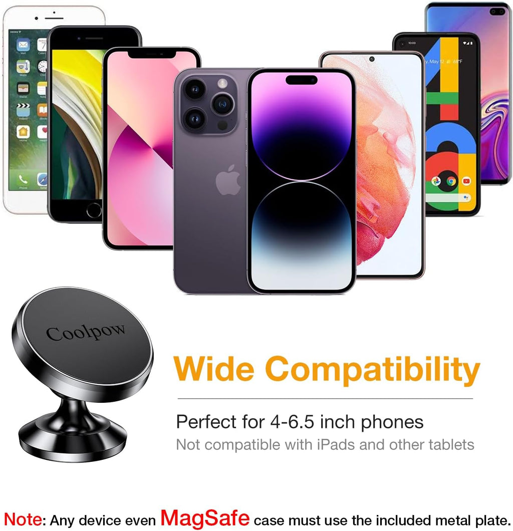 【2 Packs Magnetic Phone Holder for Car【Strong Magnet】 Phone Holders for Your Car Phone Holder Mount【4 Metal Plate】