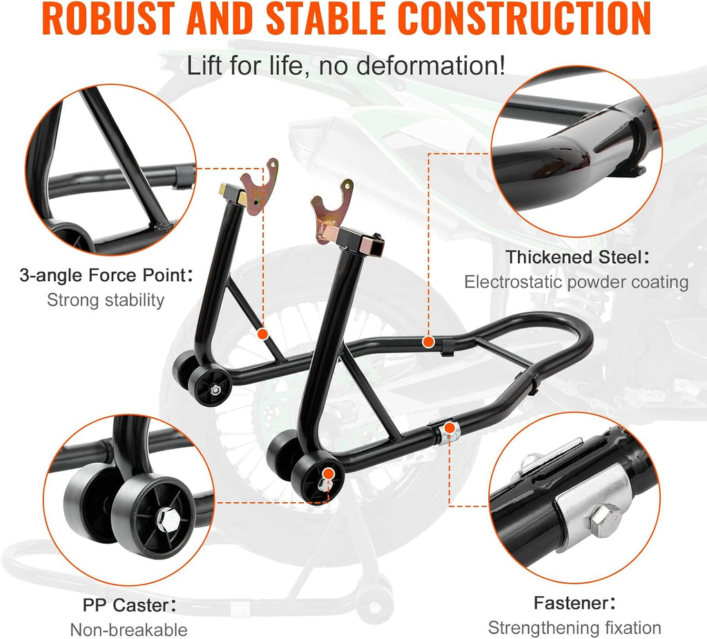 Motorcycle Stand Lift 850lbs Front Rear Combo Stand Lift Stand Front Wheel Fork Stands Rear U+L Fork Swingarm Spool
