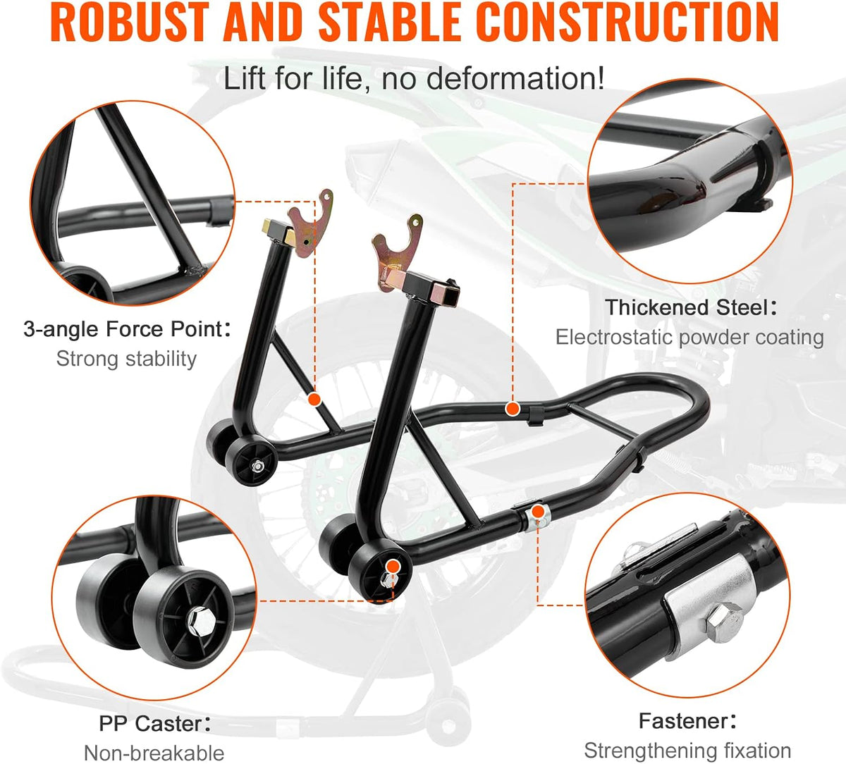Motorcycle Stand Lift 850lbs Front Rear Combo Stand Lift Stand Front Wheel Fork Stands Rear U+L Fork Swingarm Spool