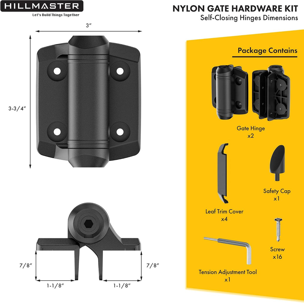 Self Closing Gate Hinges and Key Lockable 2 Sided Gate Latch Gate Hardware Kit,Two Sided Self Locking Gate Latch and