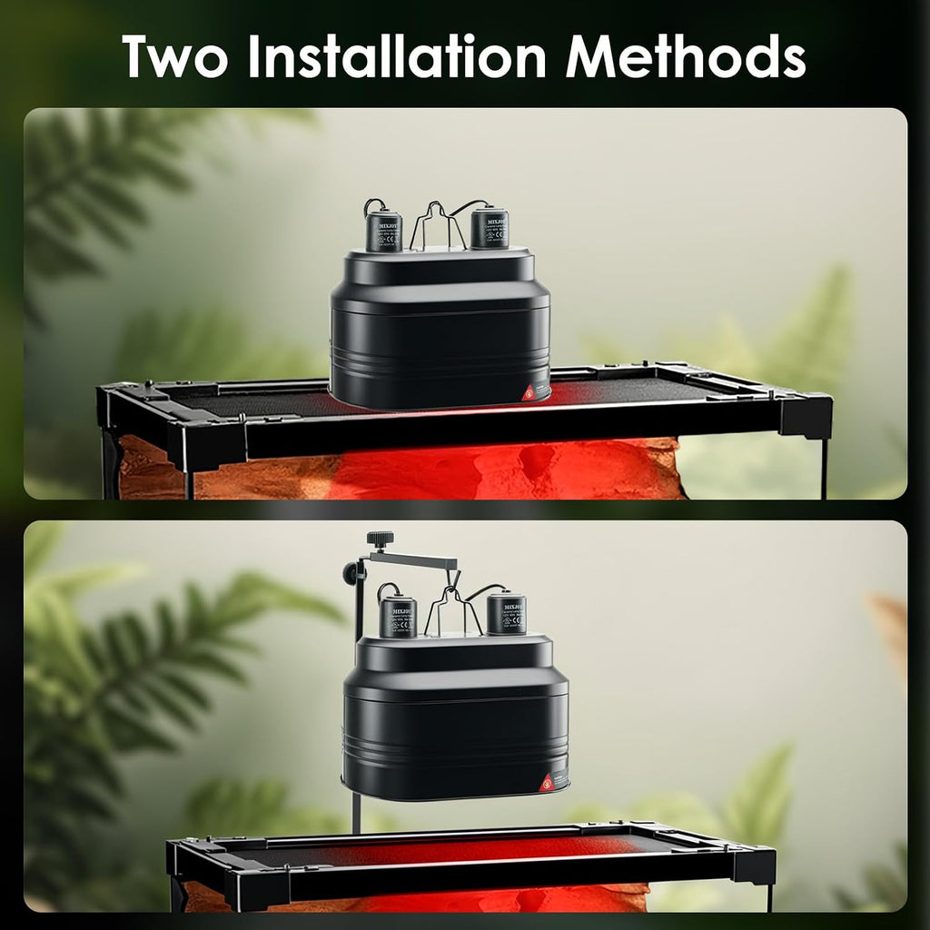 Dual Reptile Light Fixture, Max 160W Each Heat Lamp Fixture with Separate Switches, Fits Reptile Light/Heat Lamp/UVB
