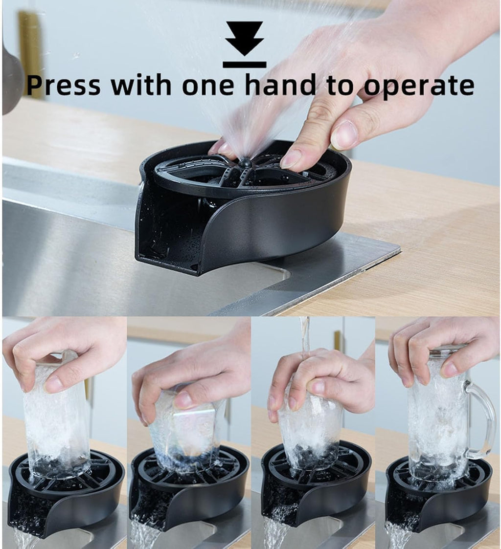 Automatic Glass Rinser for Kitchen Sink, Stainless Steel Cup Washer with G1/2 Thread, Professional - Pressure Glass