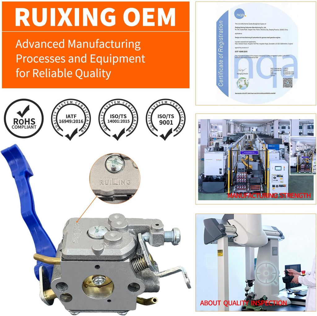 Ruixing OEM 125B Carburetor for Husqvarna 125B 125BV 125BVX 125BX Leaf Blower Parts Replace 590460102 545081811 Zama C1Q-W37 Carb with 545112101 Air Filter 581798001 Fuel Line Kit