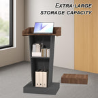 Wooden Podium Stand with Wheels & 4" High Footrest, Mobile Lectern