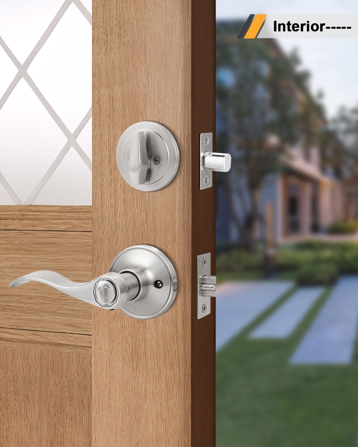 Keyed Alike Front Door Exterior Door Lever Lockset with Single Cylinder Deadbolt Combination Set, Door Knob with Lock