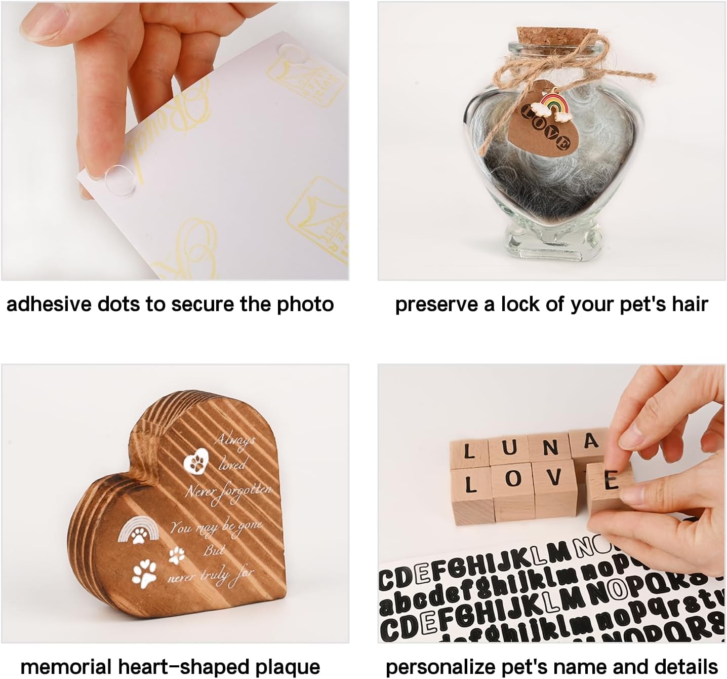 Pet Memorial Shadow Box with Shelves for Loss of Dog Cat Memorial Gifts 4X6 Picture Frame Paw Print Kit Fur Keepsake