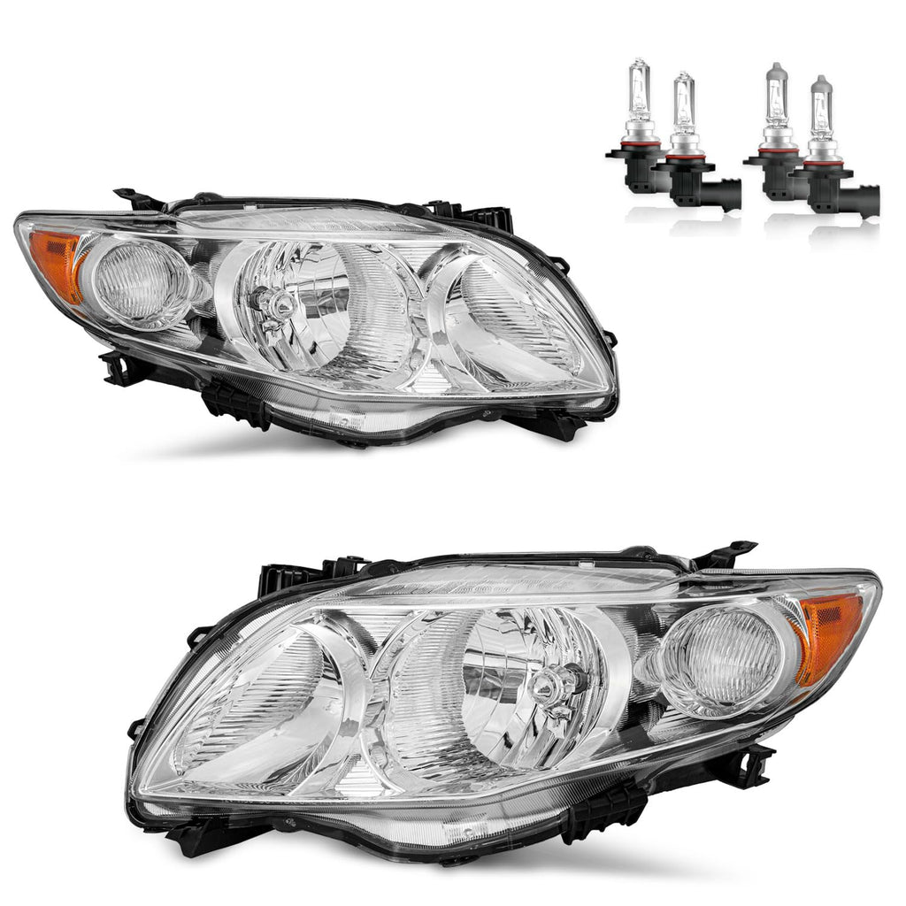 Headlights Assembly with Bulbs for 2009 2010 Toyota Corolla