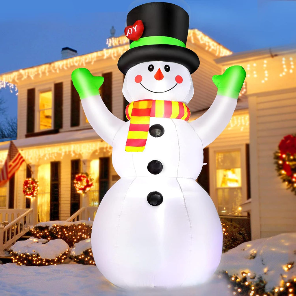 7 FT Christmas Inflatables Snowman Outdoor Decorations, Giant Blow up Snow Man Yard Decor Built-in Bright LED Light