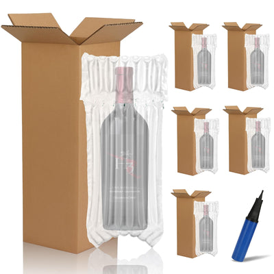 12 Pack Wine Shipping Kit Include 6 Wine Bottle Shipping Box 6 Bottle Travel Protector Bags Corrugated Boxes