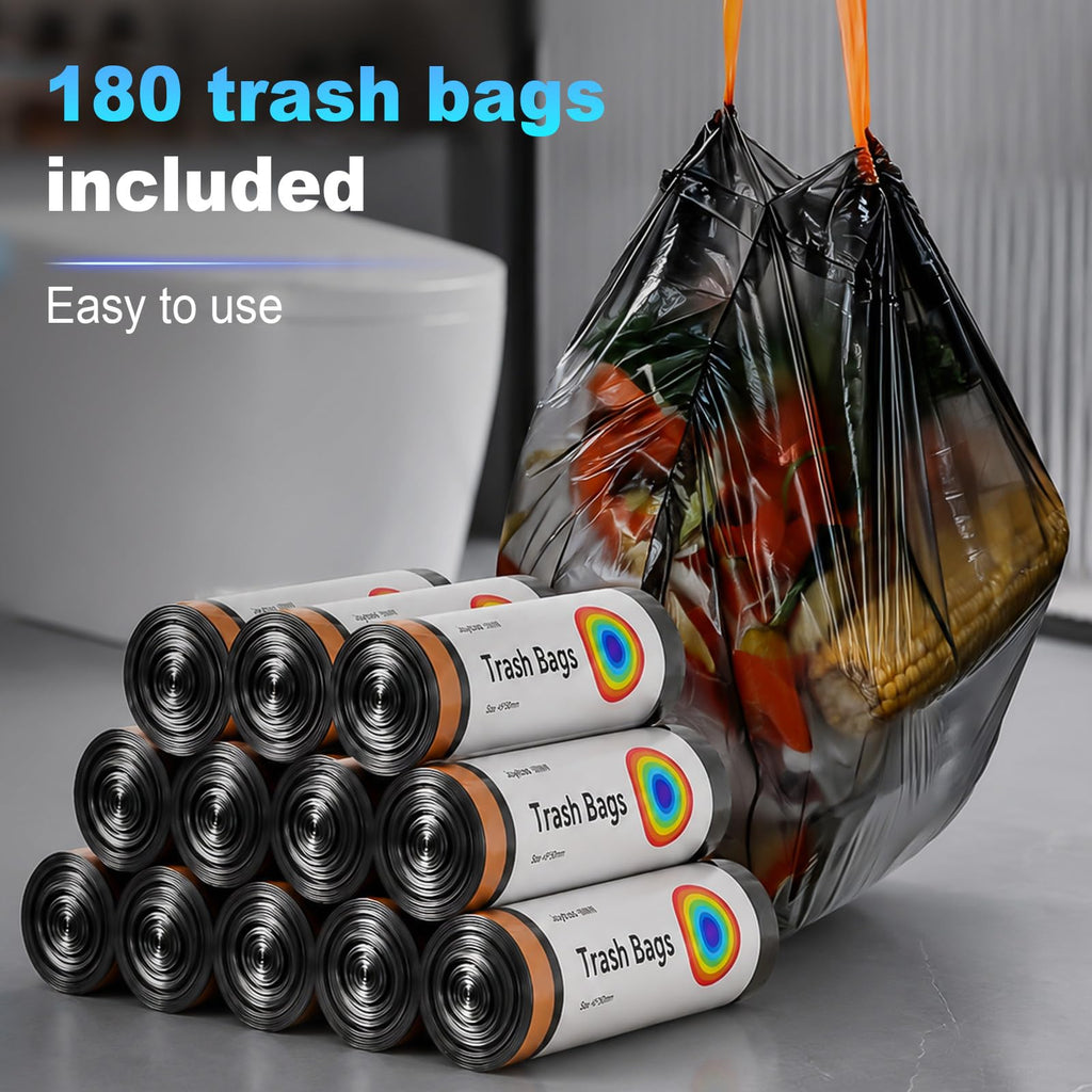 Bathroom Trash Can,Includes 180 Drawstring Trash Bags.