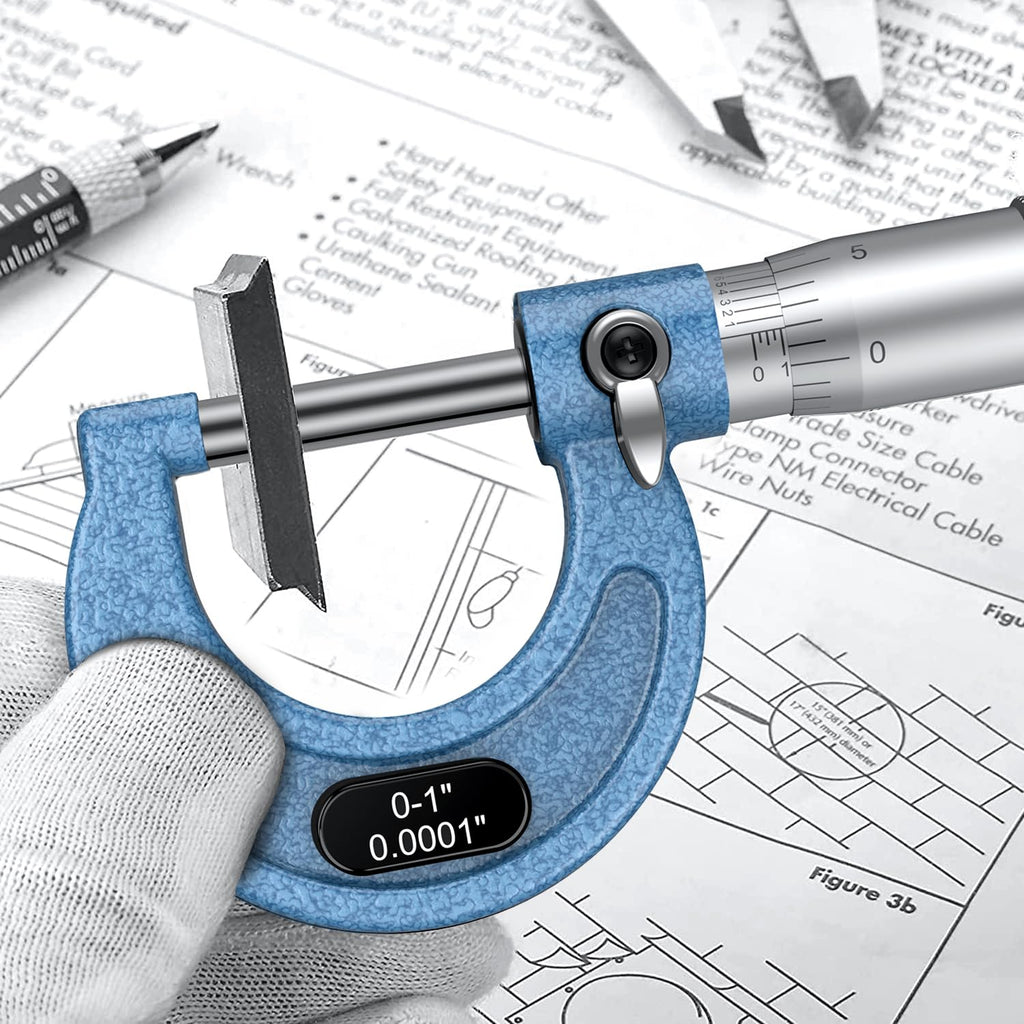 HDLNKAK Outside Micrometer 0-1", 0.0001" Graduation Micrometer Set