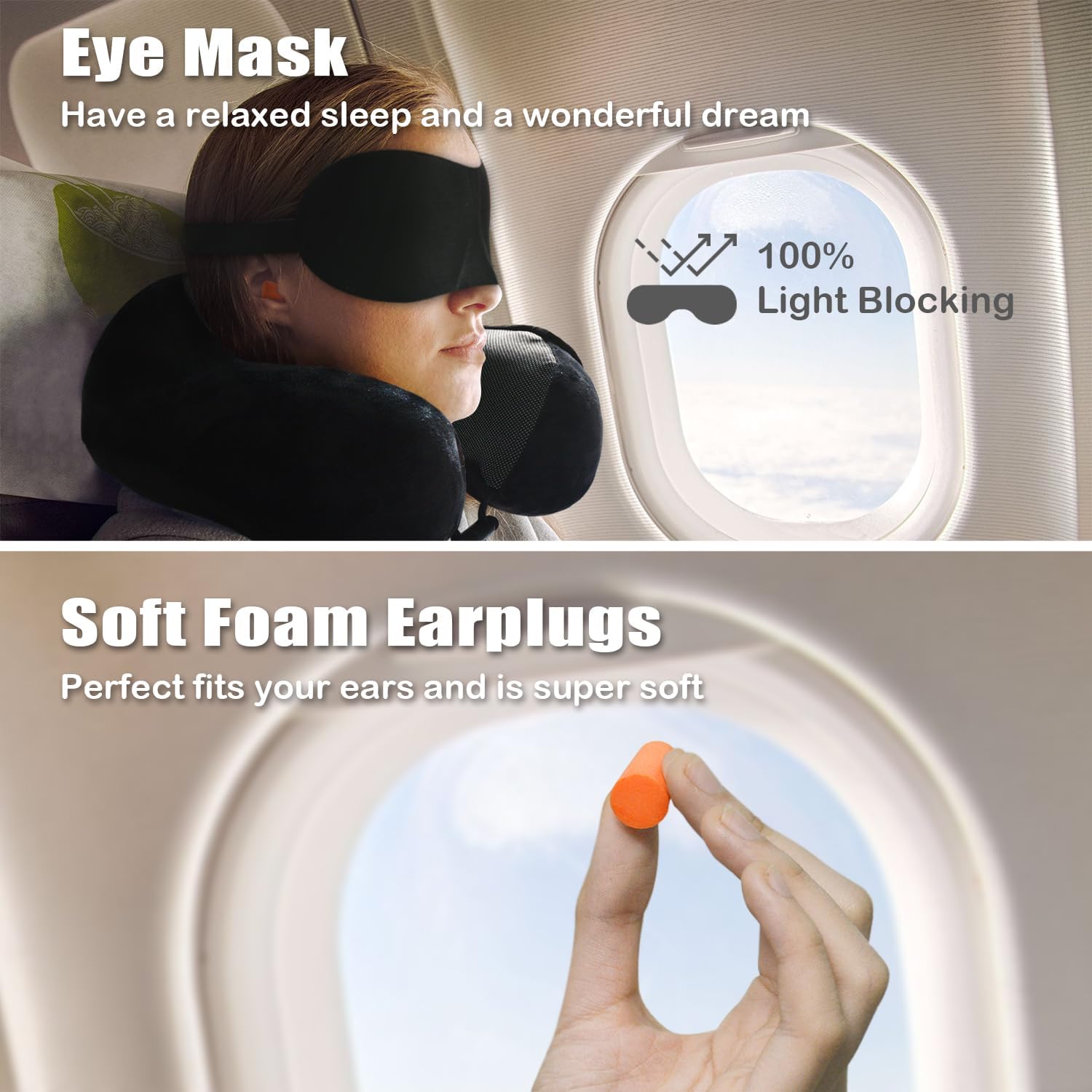 Travel Pillow, Memory Foam Neck Pillow for Traveling, U Shape Neck Pillow Airplane Portable Flight Pillow Travel Kit