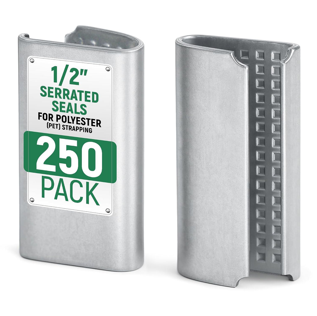 Open Serrated Seals for 1/2" PET Polyester Strapping, Pack of 250
