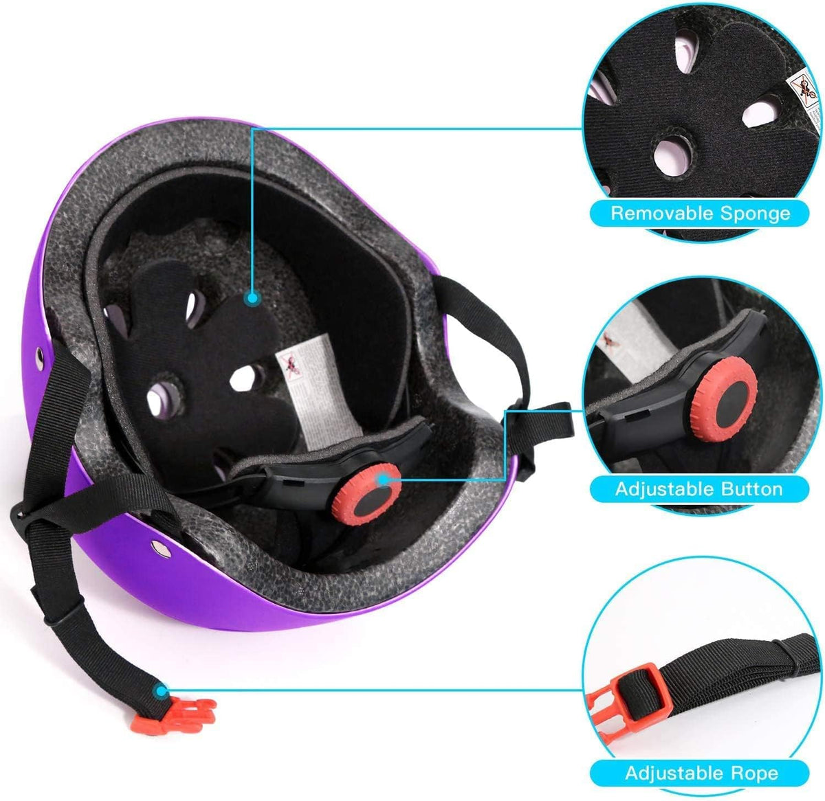 Kids Bike Helmet Skateboard Knee Pads - Kids Helmet Elbow Pads Wrist Guards Adjustable for 5~15yrs Girl Boy Kids