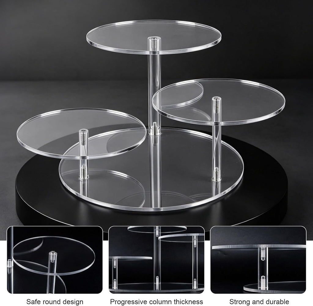 3 Tier Acrylic Display Stand, Clear Display Risers for LEGO Botanicals & Mini Figures, Tabletop Display Shelf for