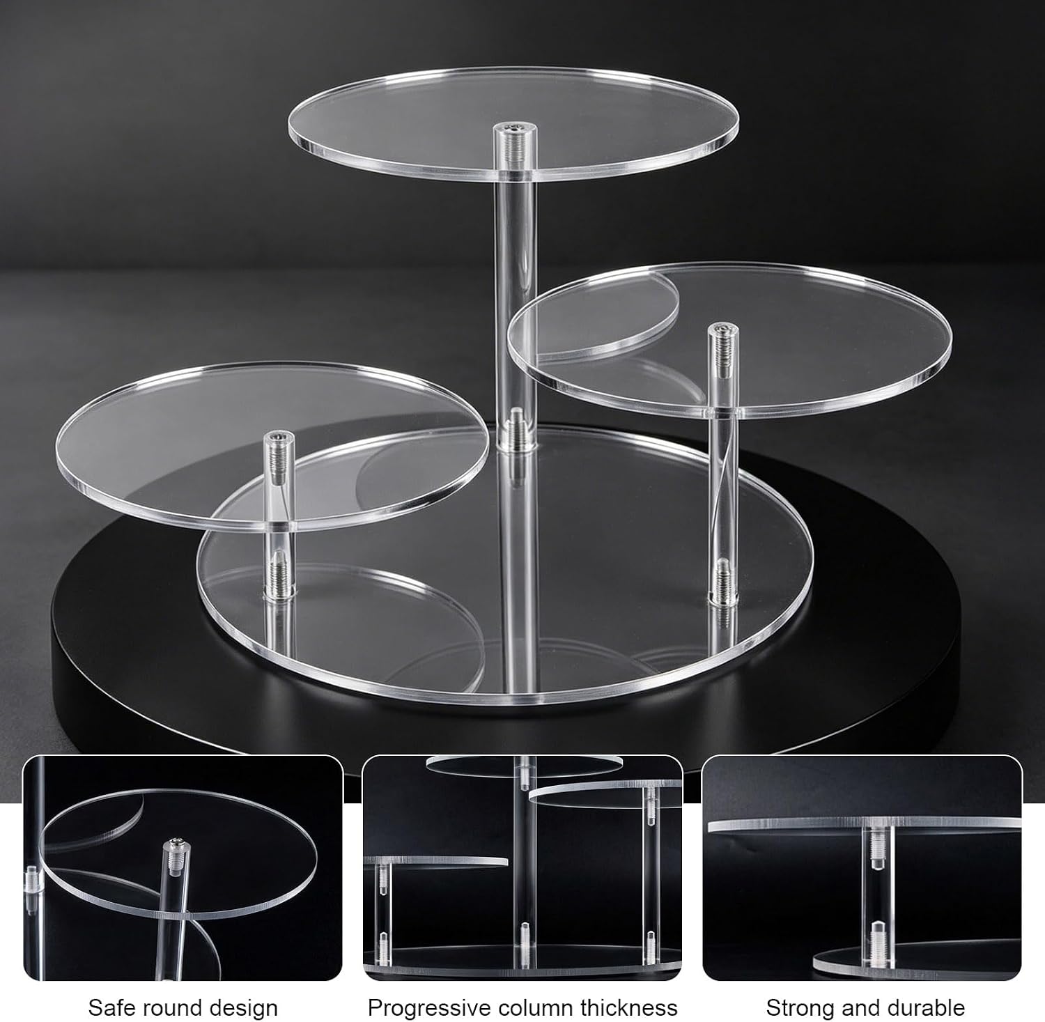 3 Tier Acrylic Display Stand, Clear Display Risers for LEGO Botanicals & Mini Figures, Tabletop Display Shelf for