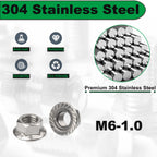 40pcs M6 Flange Nut, M6-1.0mm Hexagon Serrated Flange Nuts