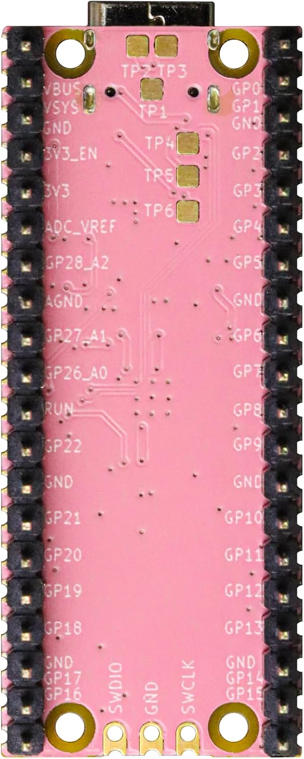 2Pack USB-C Pi Pico, Pre-soldered with Headers, ENIG Finish, Raspberry Pi Pico Compatible RP2040 Microcontroller Board, with 1 USB A-C Cable, Pink Color