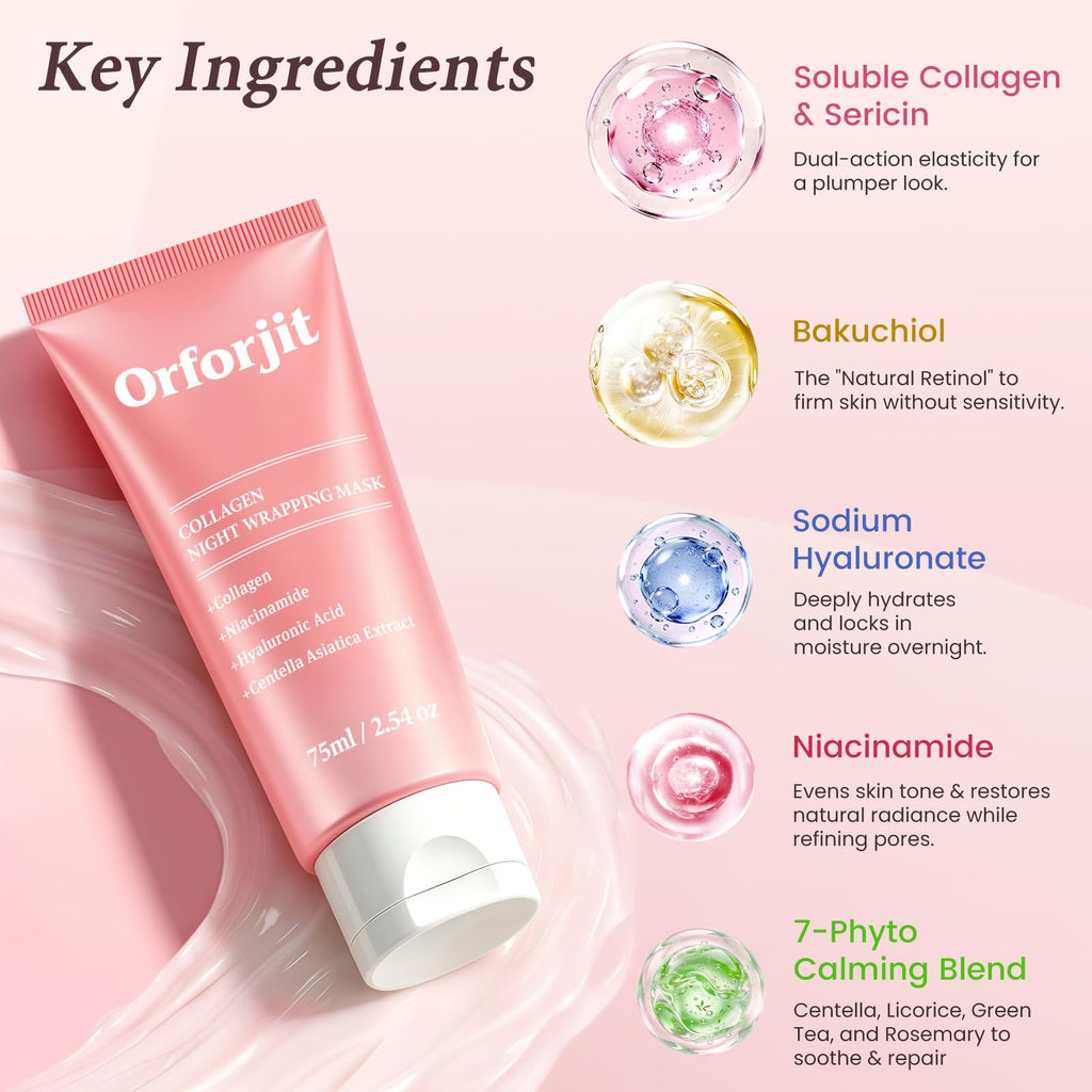 Collagen Night Wrapping Mask,Peel Off Face Mask for Firming Skin