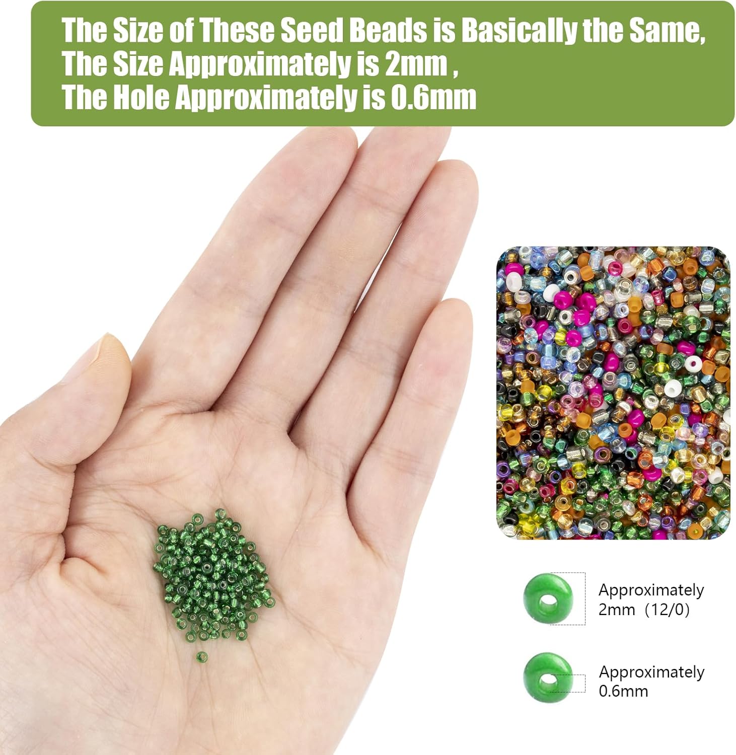24000Pcs 2mm Glass Seed Beads Kit, with 28 Colors Small Beads Kit for Girls,Women and Adults,Bracelets