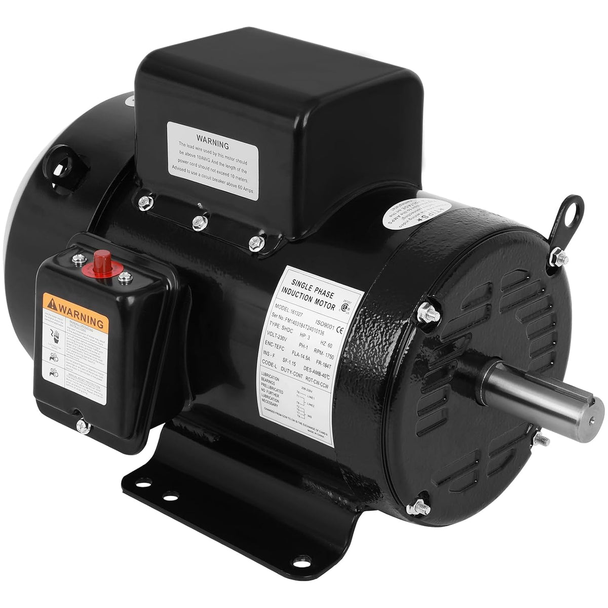 3HP Electric Motor 1750RPM Farm Duty Single Phase Motor CW/CCW TEFC IP55