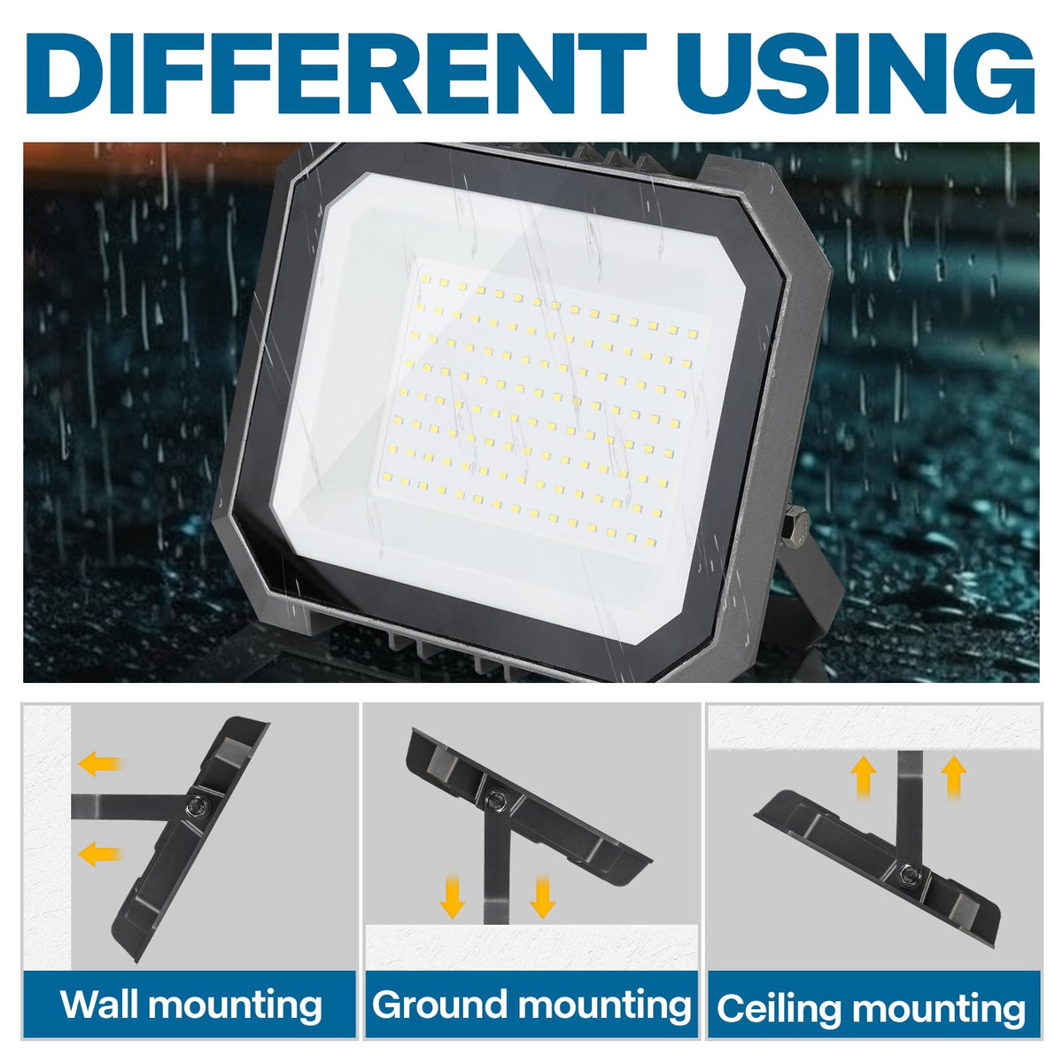 1 Pack LED Flood Lights Outdoor, 100W 10000LM Outside Work Light
