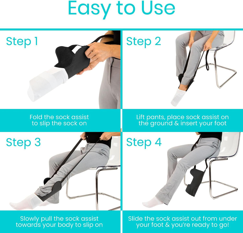 Flexible Sock Aid for Putting on Socks - Extra Wide Sock Puller