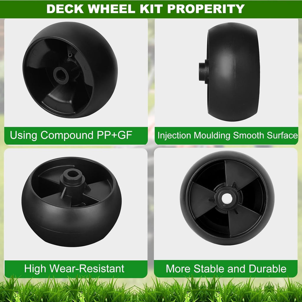 734-04155 and 734-0973 each 2 PCS Mower deck wheel with bolt kits replaces for Toro 112-0677 112-0337,MTD RZT42 RZT50,Cub Cadet XT1-LT42 XT2-LX46,Troy Bilt TB1942,Craftman T240 Tractors