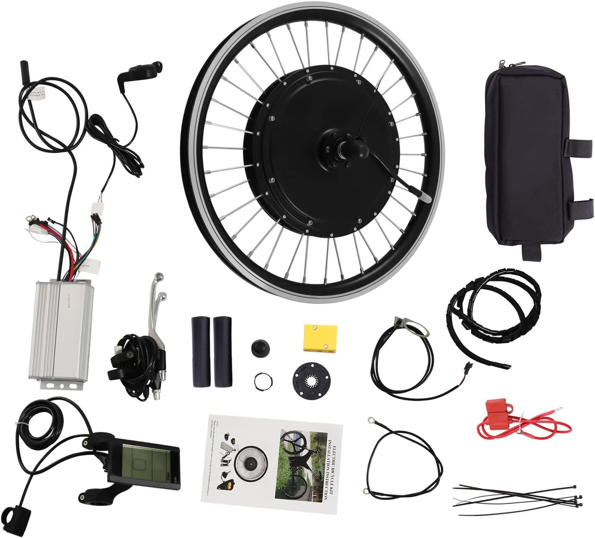 20" Ebike Conversion Kit 36V 500W Electric Bicycle Front Brushless and Gearless Hub Motor Wheel Kit with LCD Display