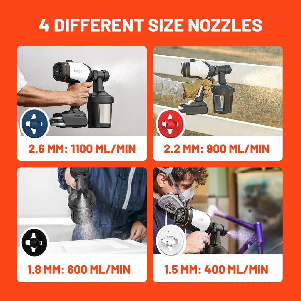 800W Brushless Paint Sprayer, 20V 4.0Ah Cordless Hand Held Paint Sprayer for House Painting, 1100ml/min High Power