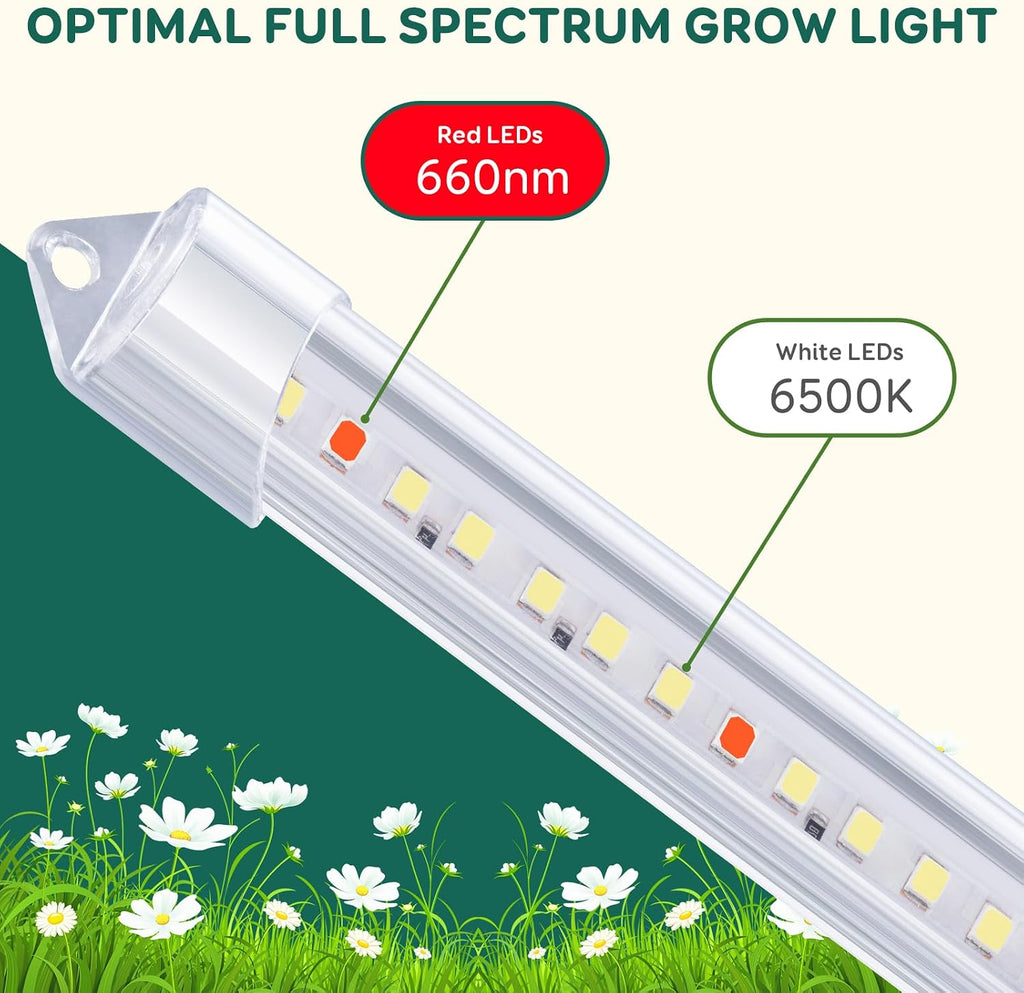 4-Bar Grow Light Strips for Indoor Plants, 16" Plant Lights, 6500K Sunlike Grow Lights with 6/12/18H Timer, 5