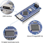 2Pcs Nano V3.0 Board ATmega328P/CH340G Chip Microcontroller Kit Compatible with Arduino IDE/PWM/SPI 5V 16M(USB C Port with 2Pcs USB Cable)