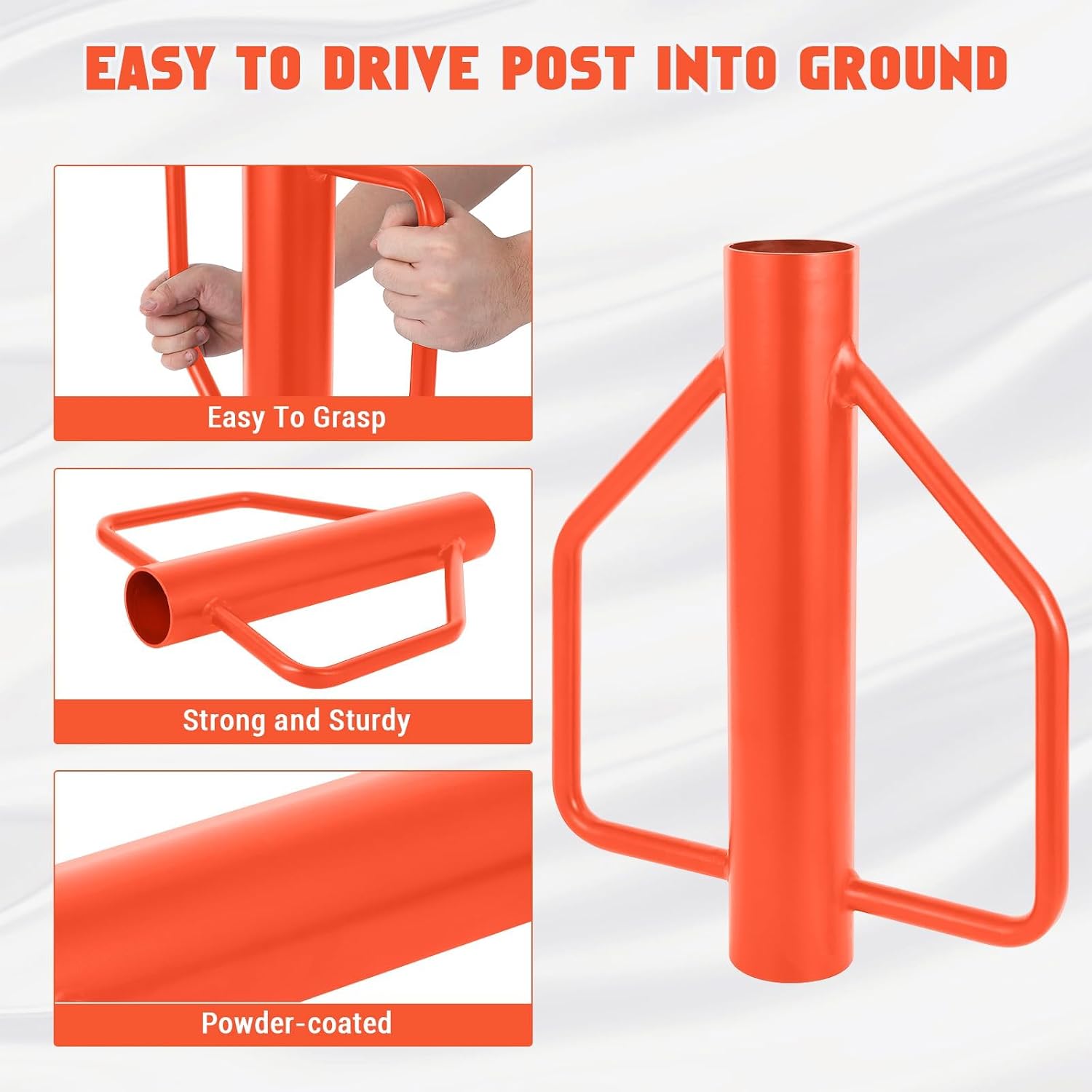 Fence Post Driver t-Post Pounder, Heavy Duty Steel Post Hammer with Handle for Wooden/u-Channel/Metal Fences