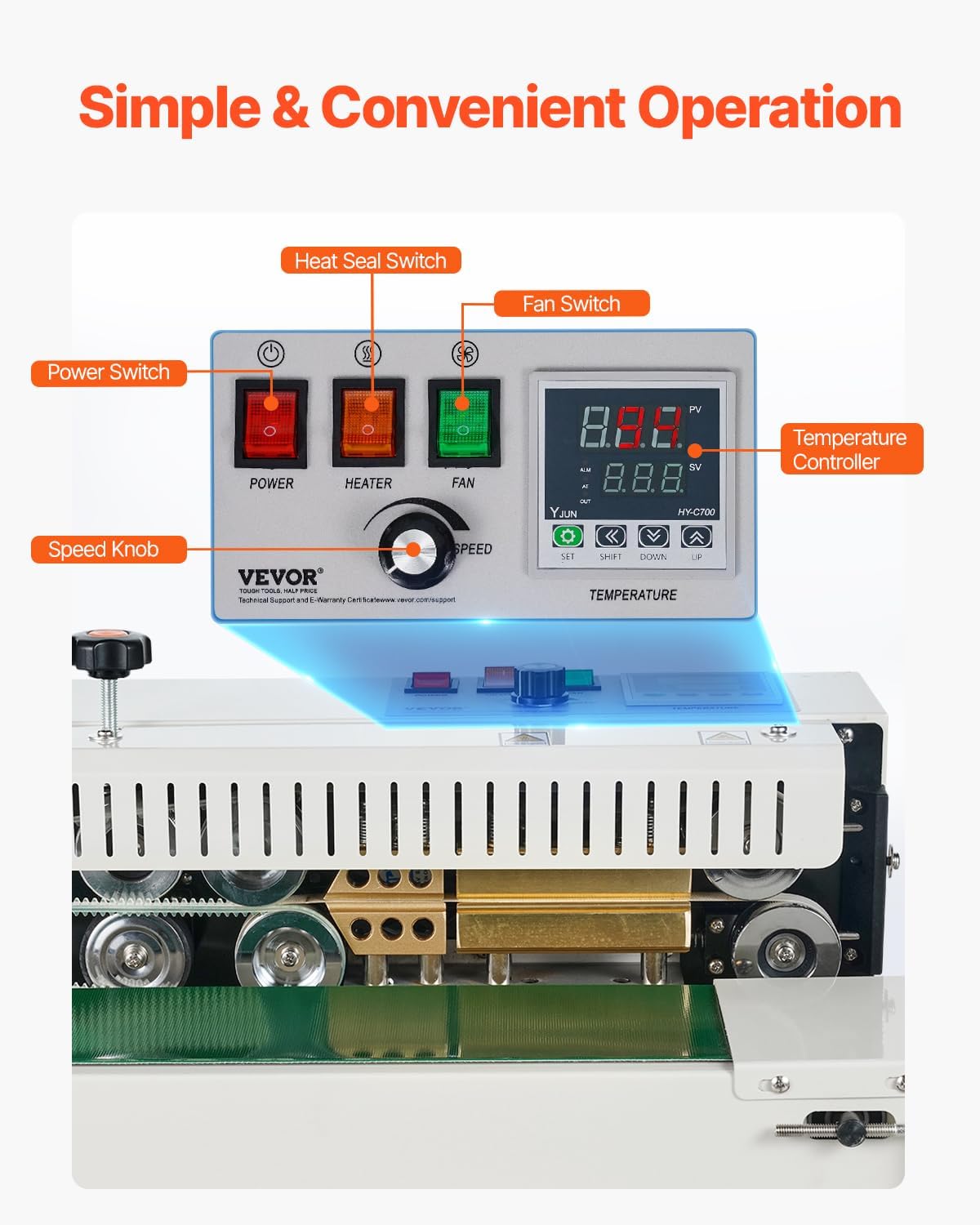 Continuous Bag Band Sealing Machine FR900K Band Sealer Machine with Digital Temperature Control Horizontal Bag Sealer