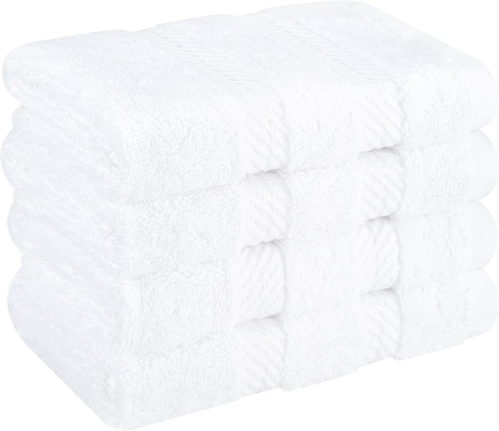 100% Cotton Luxury Turkish Towels, 4 PC Washcloth Set | Soft Absorbent Quick Dry OEKO Tex Standard 100 Certificated