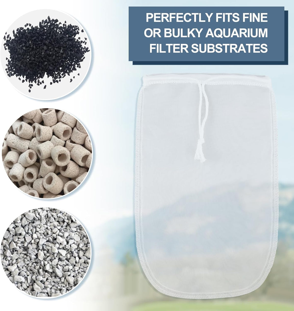 10 Pcs Aquarium Filter Media Bags,6.5 x 10 Inch,180um Mesh Bags