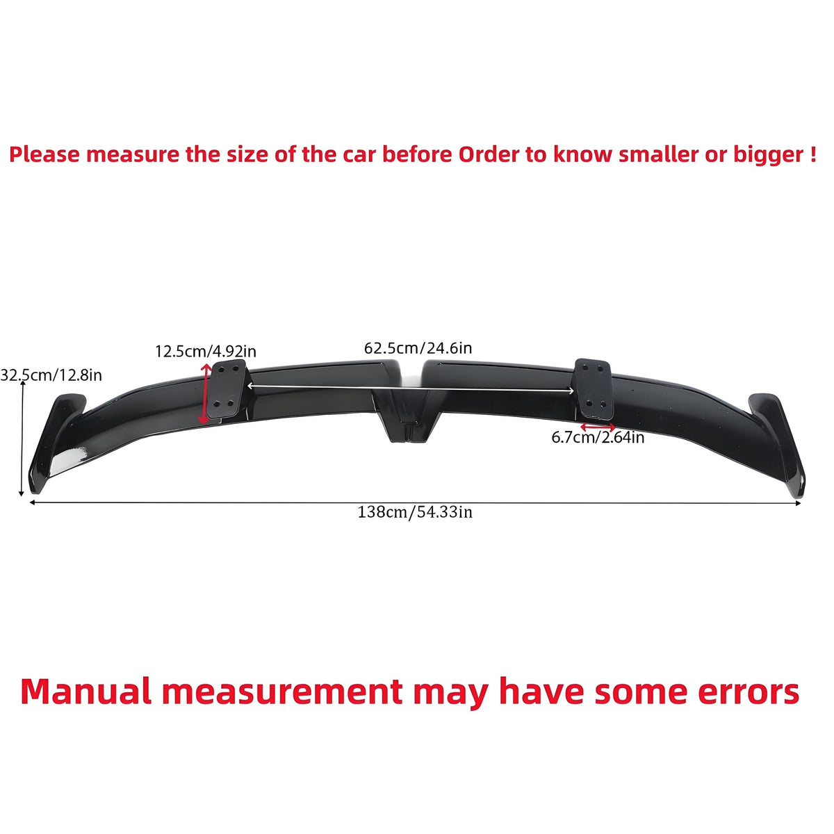 STSEV01 Universal 55" Rear Spoiler Glossy Black DeckLid Lip Accessories