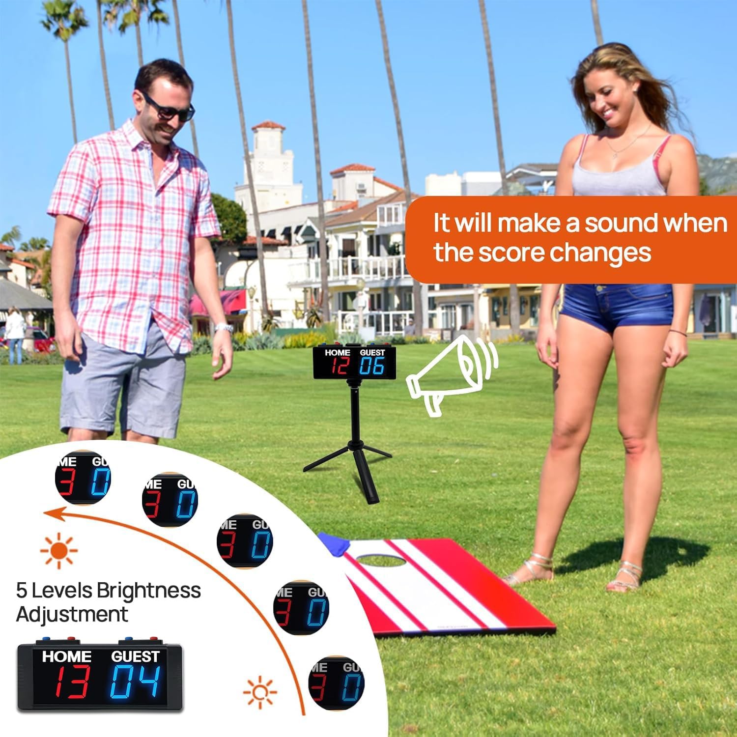 Battery Powered Scoreboard Clock Timer with Buttons, Portable Digital Scoreboard with Remote, Electronic Scoreboard