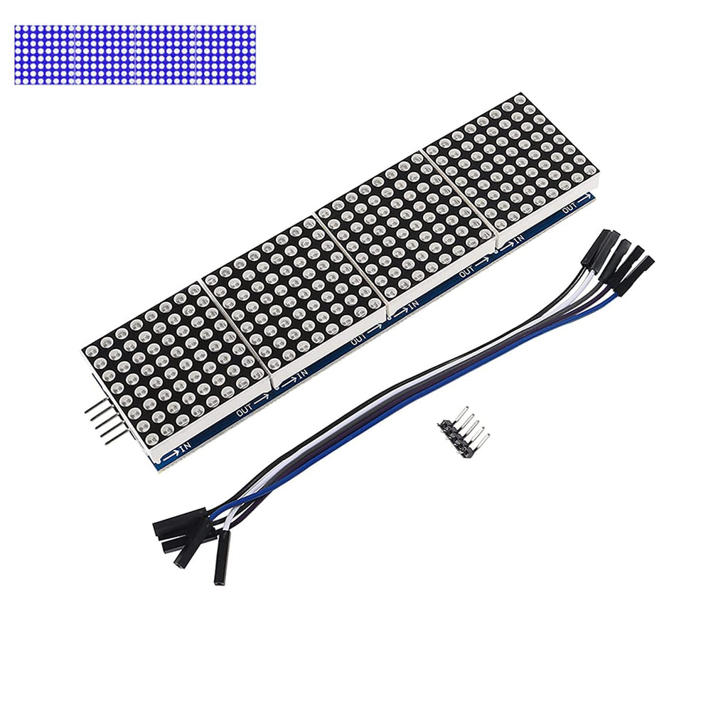 3PCS MAX7219 Dot Matrix Module 32x8 4 in 1 LED Display Modules Drive with 5Pin Wires for Arduino Raspberry Pi, Blue