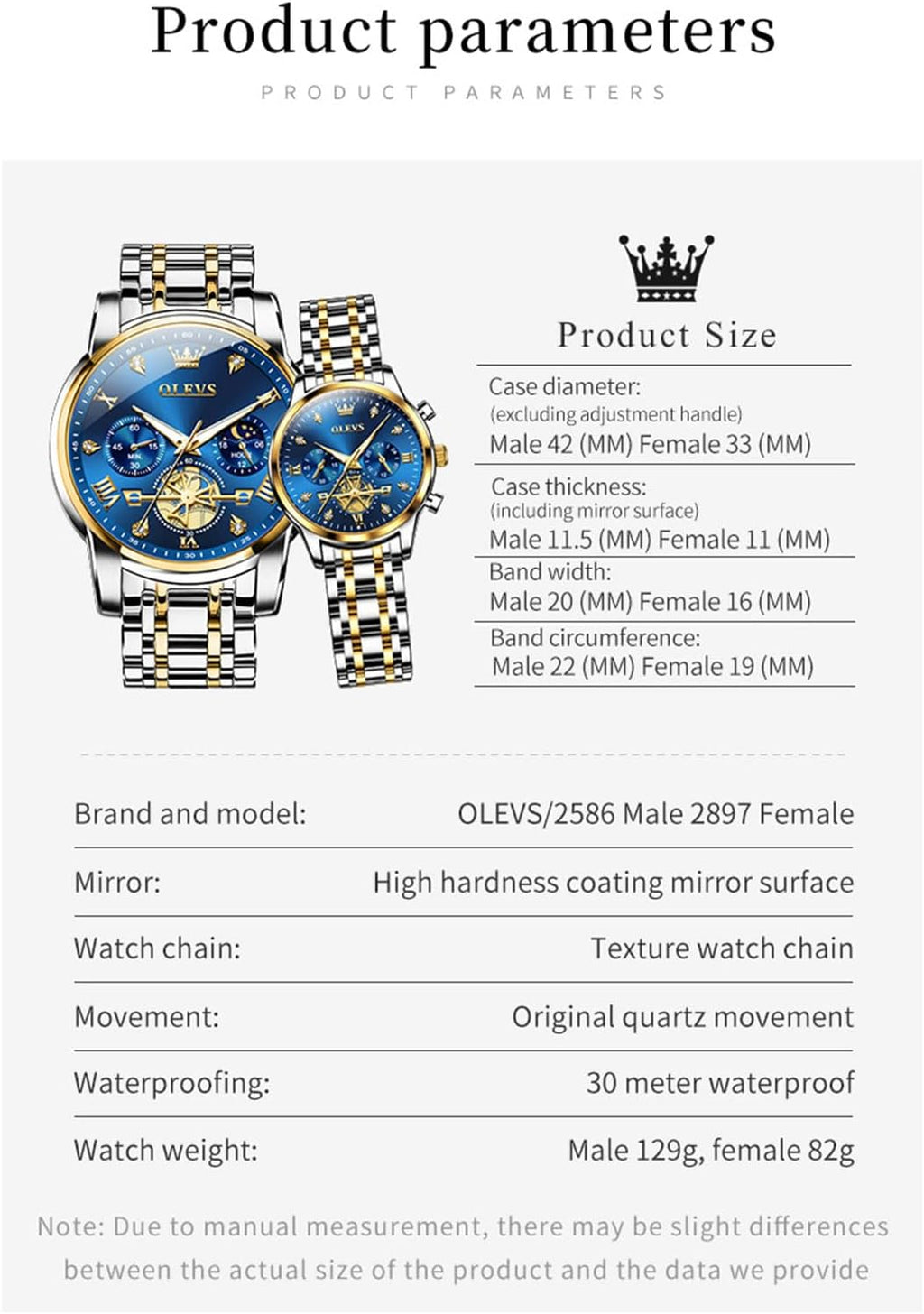 Couple Watch His and Her Set Matching Watch Mens Womens Diamond Romantic Valentine’s Day