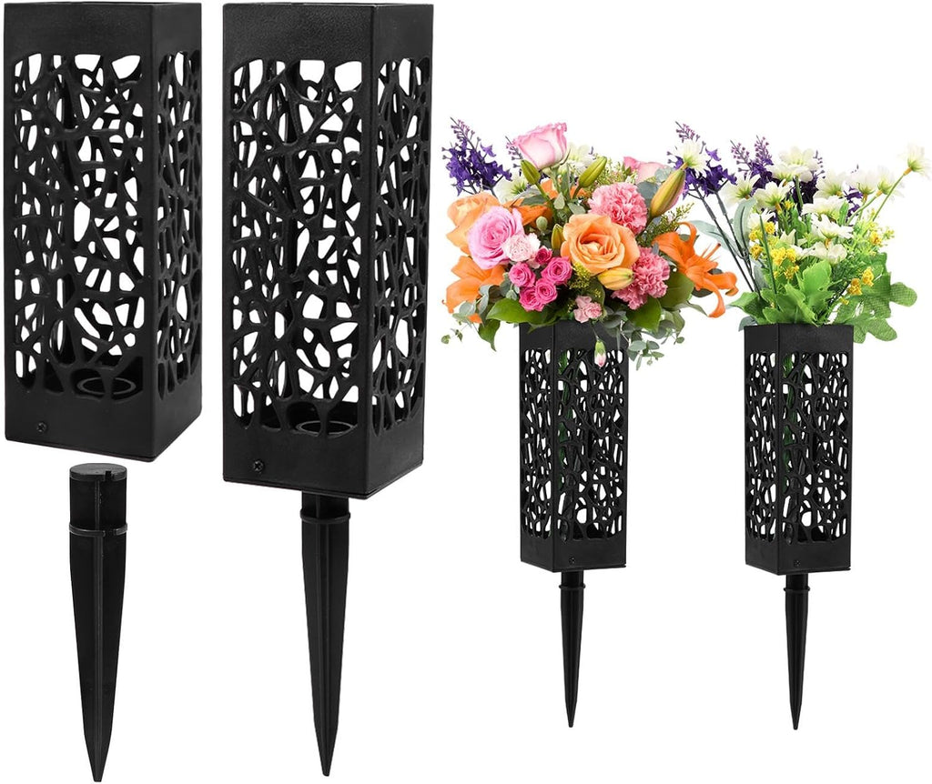 Cemetery Vases for Grave, 4 Pack 12 inch Memorial Cemetery Floral Holder Grave Vase in Ground, Floral Vase Cones with
