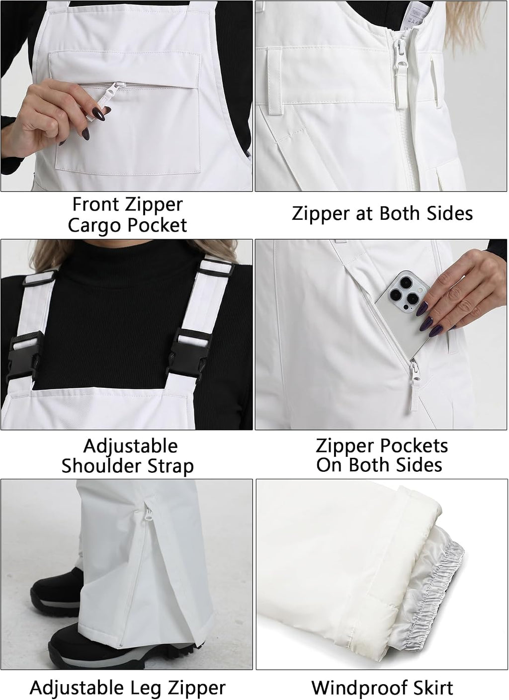 Women's Ski Snow Bibs Adjustable Straps Overalls | Waterproof Insulated Pnats Outdoor Snowboarding