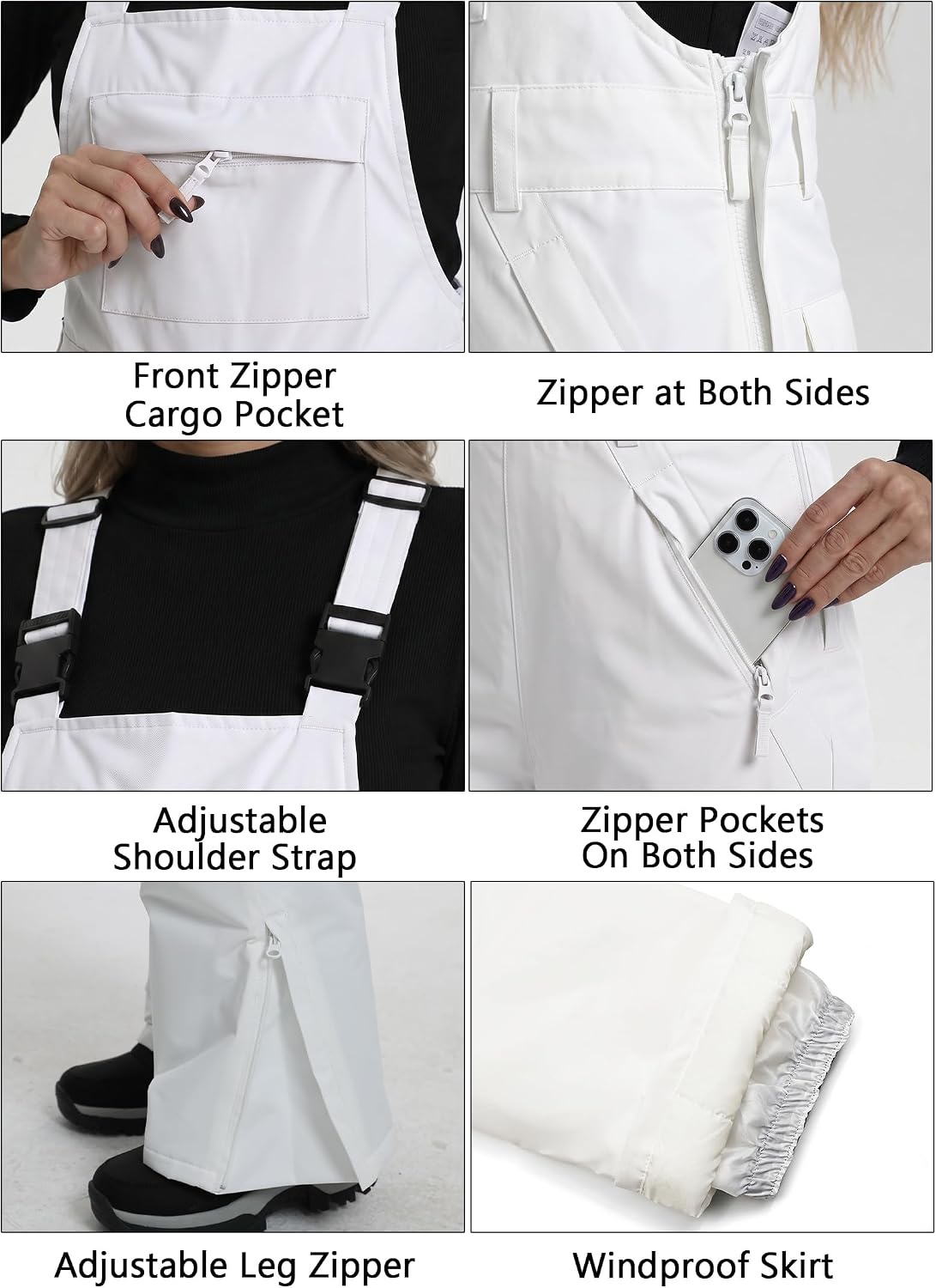 Women's Ski Snow Bibs Adjustable Straps Overalls | Waterproof Insulated Pnats Outdoor Snowboarding