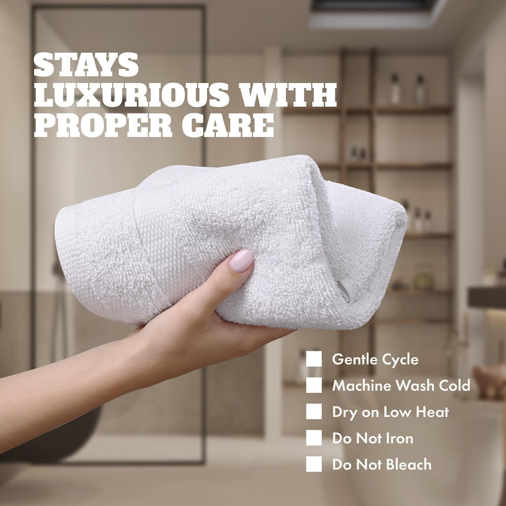 Wealuxe White Washcloths 12 Pack - 600 GSM 100% Ring-Spun Cotton Wash Cloths for Showering, Highly Absorbent and Soft