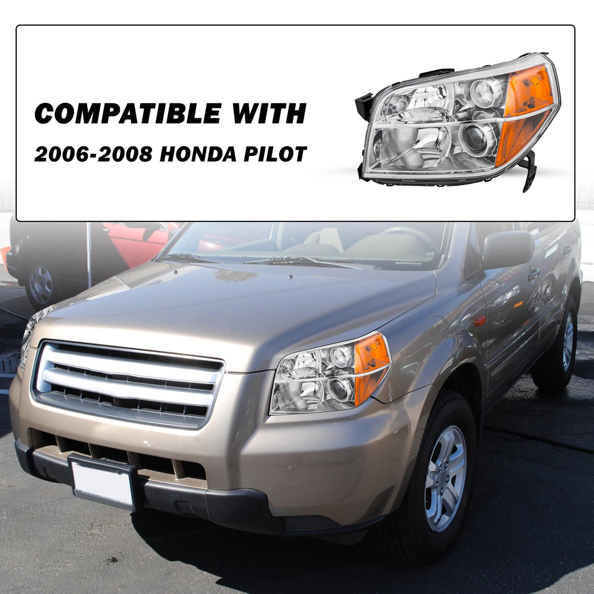 For 2006 2007 2008 Honda Pilot [Halogen Type] Headlight Assembly