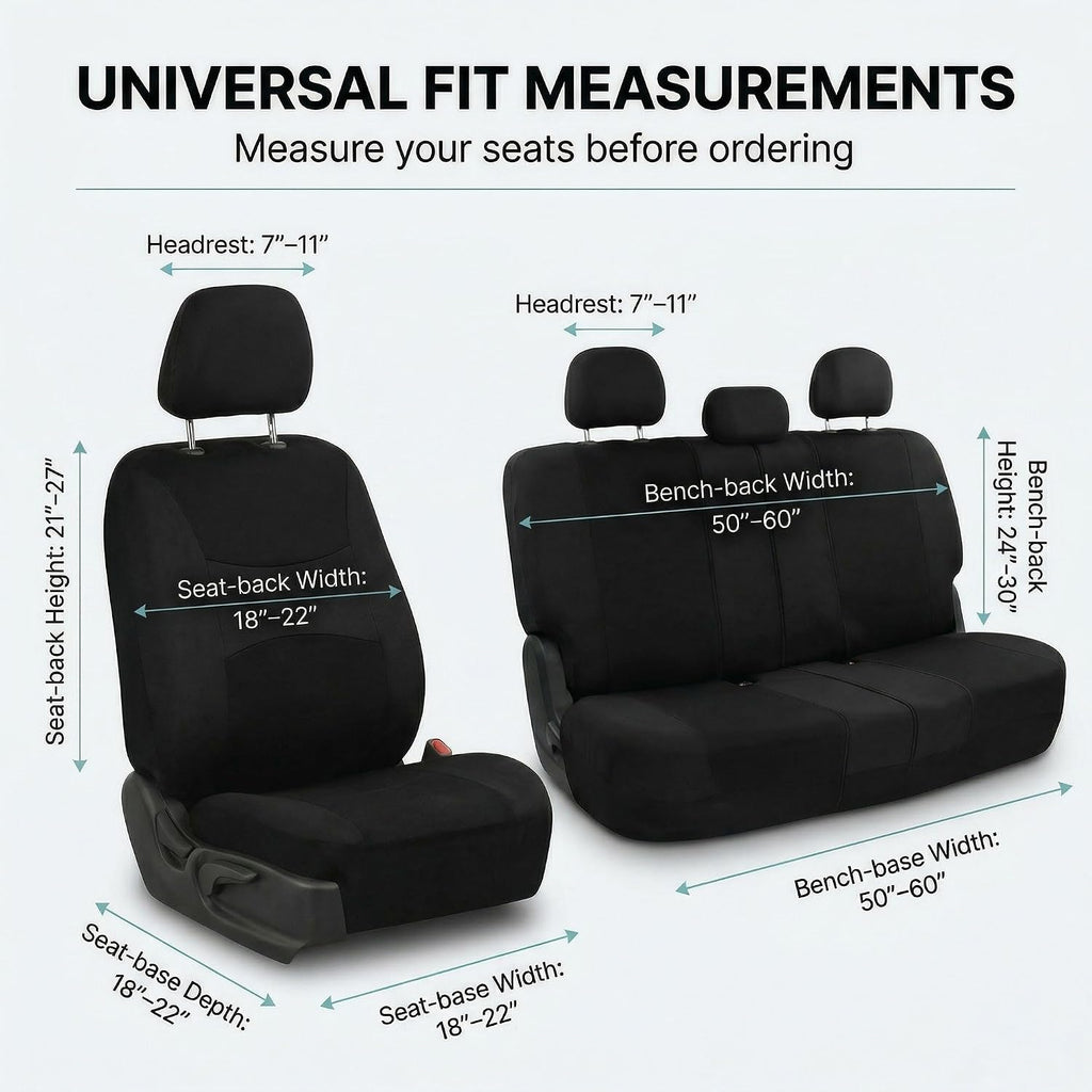 Universal Car Seat Covers Full Set for SUV Truck Sedan Vans | All-Purpose Cloth Seat Cover Set Airbag Compatible
